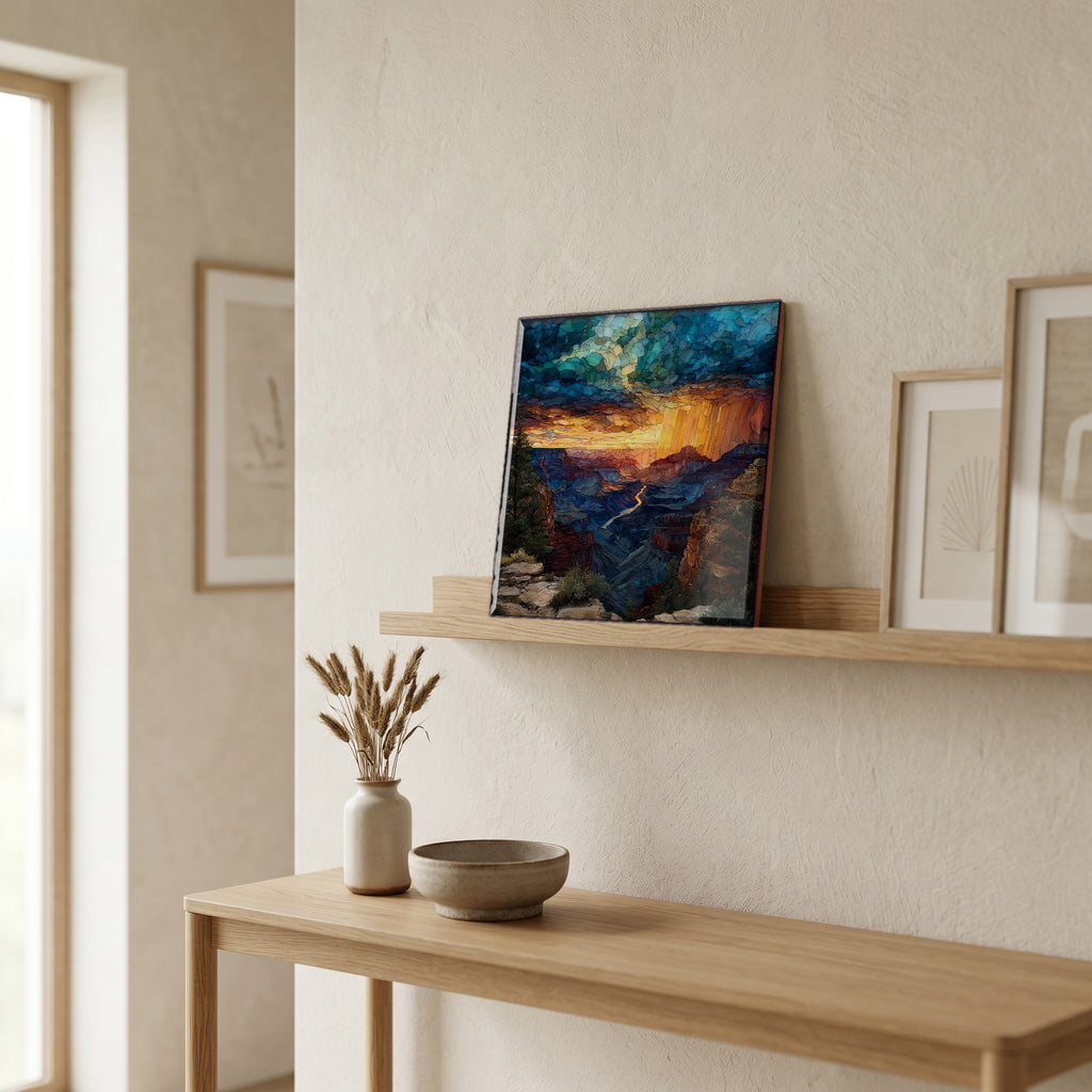 In the entryway, first thing you see.