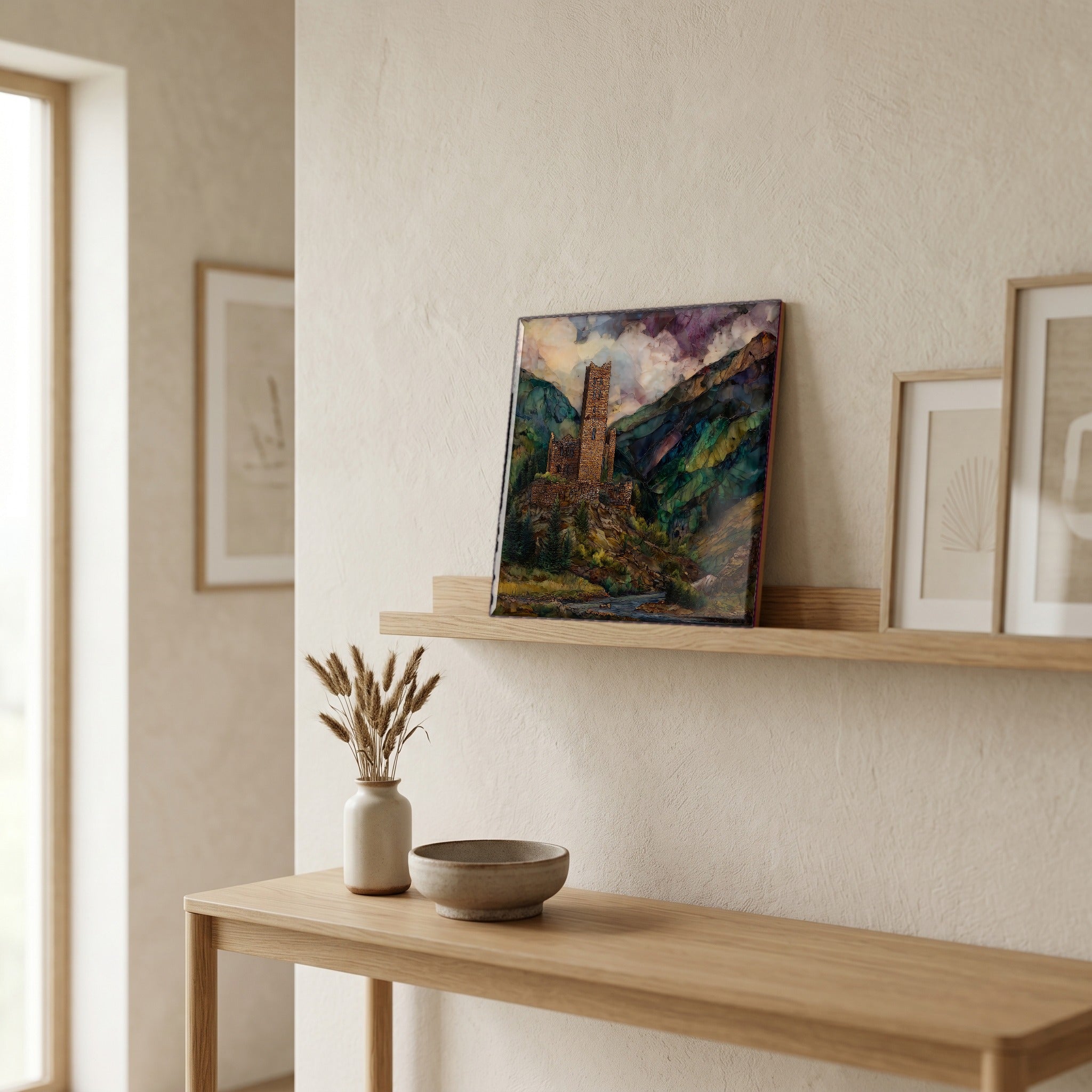 In the entryway, first thing you see.