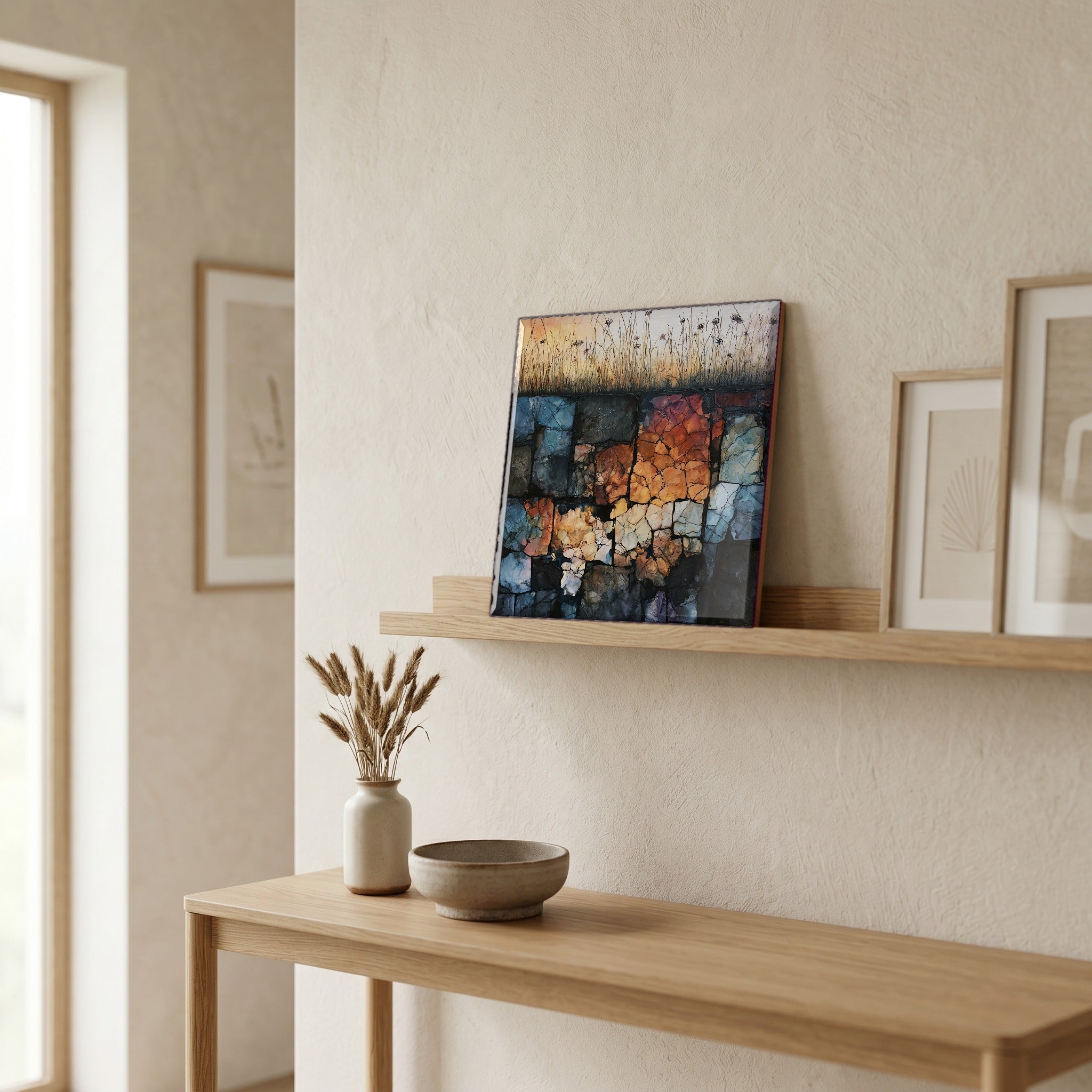 In the entryway, first thing you see.