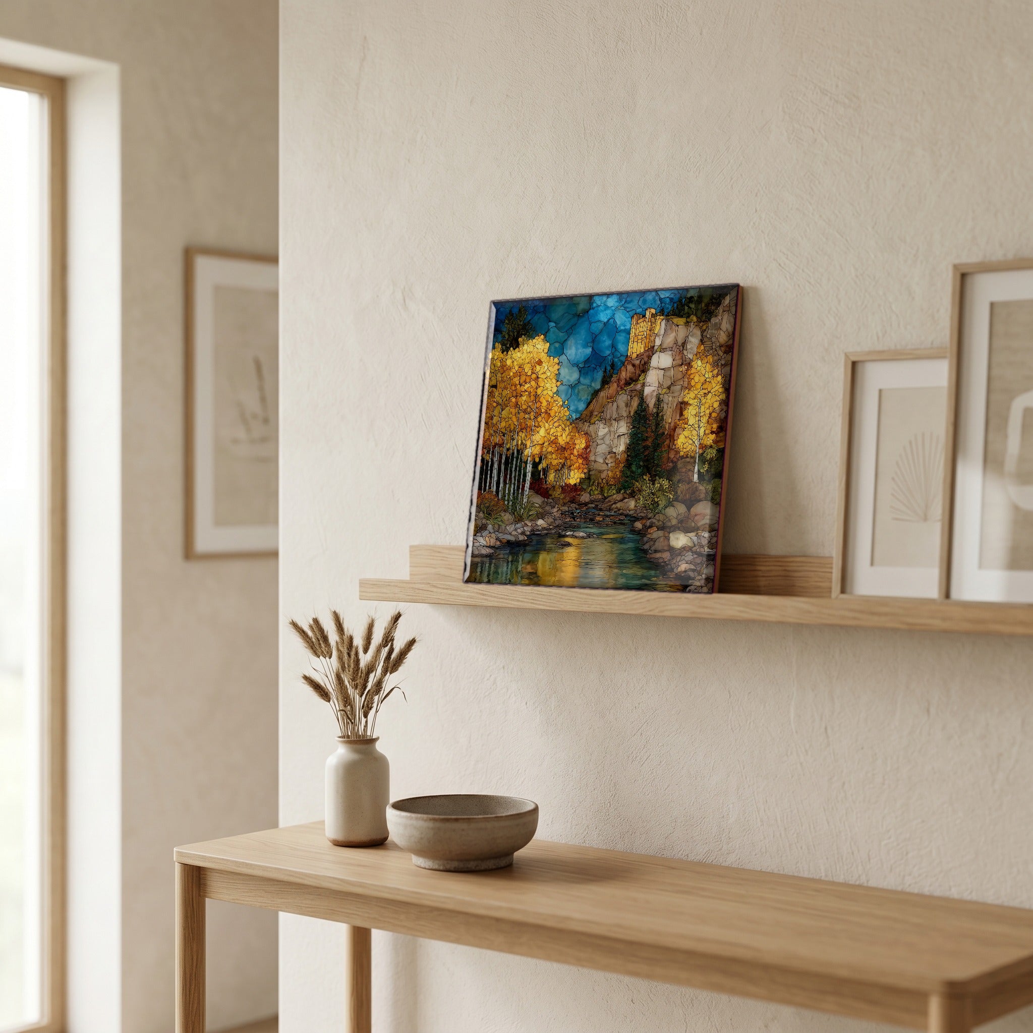 In the entryway, first thing you see.