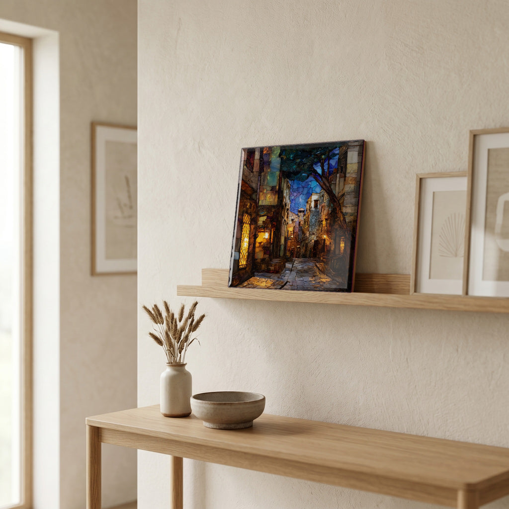 In the entryway, first thing you see.