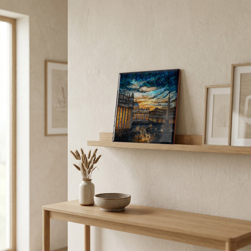 On a picture ledge, where the light comes in.