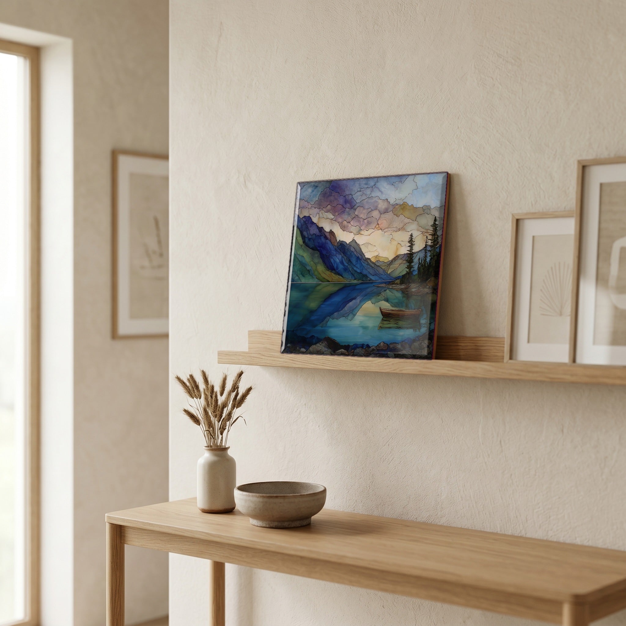 In the entryway, first thing you see.