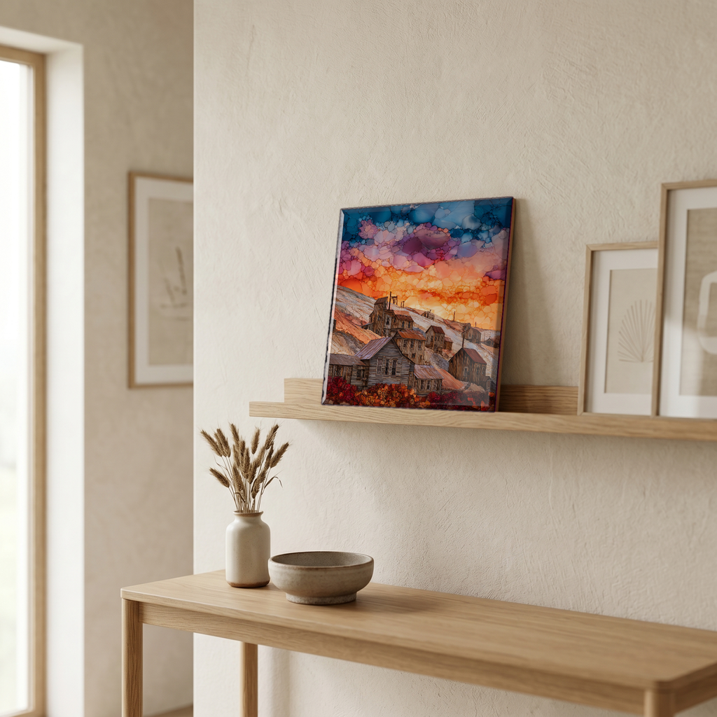 On a picture ledge, where the light comes in.