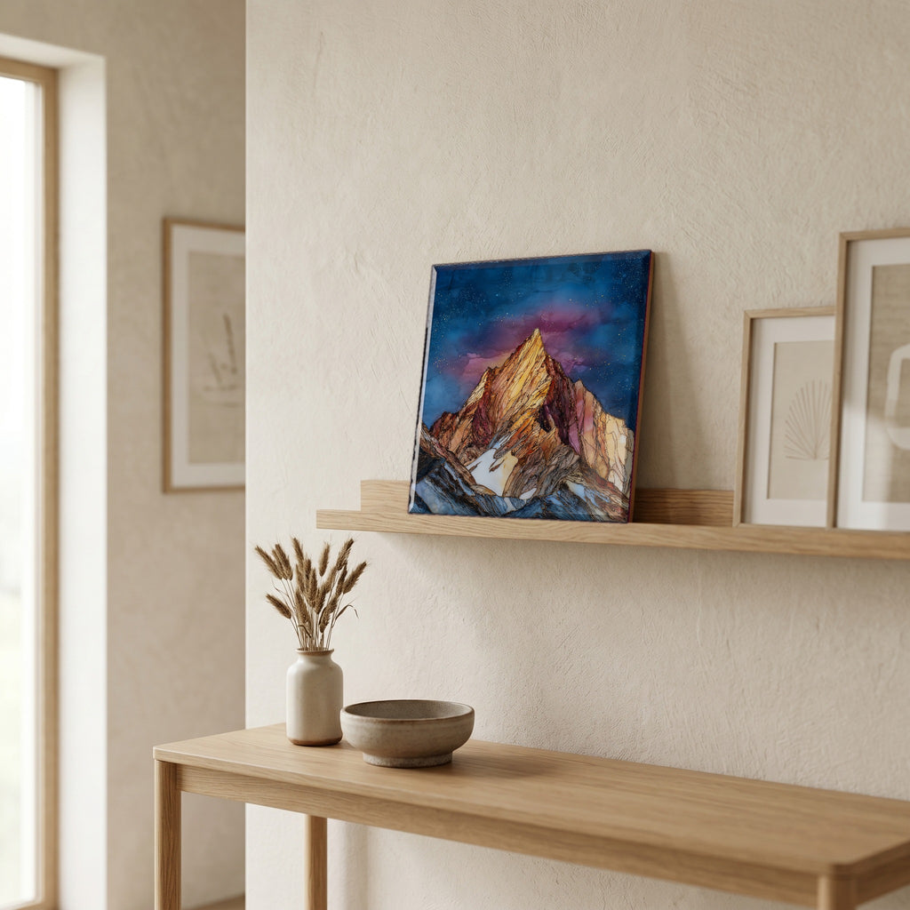 On a picture ledge, where the light comes in.