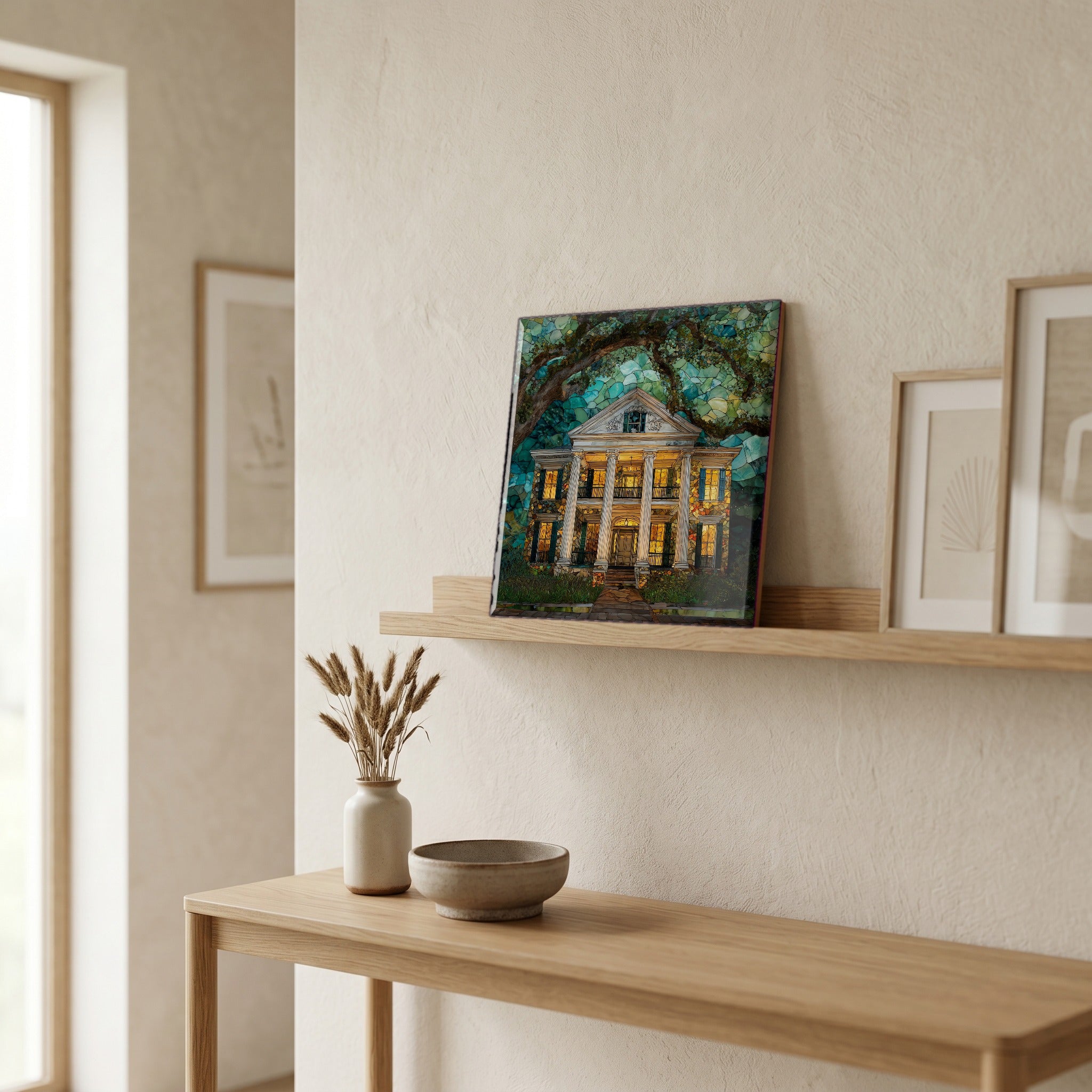 In the entryway, first thing you see.