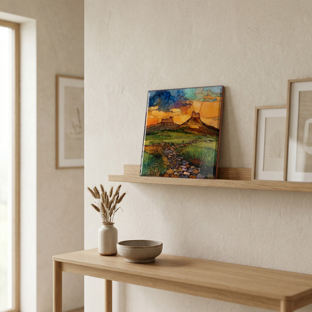 In the entryway, first thing you see.