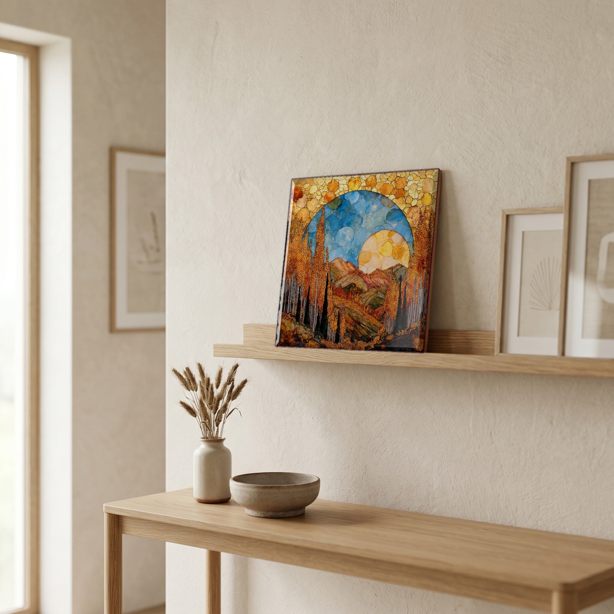 In the entryway, first thing you see.
