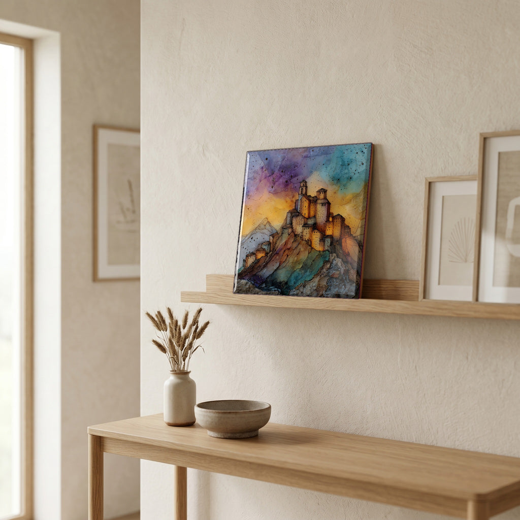 On a picture ledge, where the light comes in.