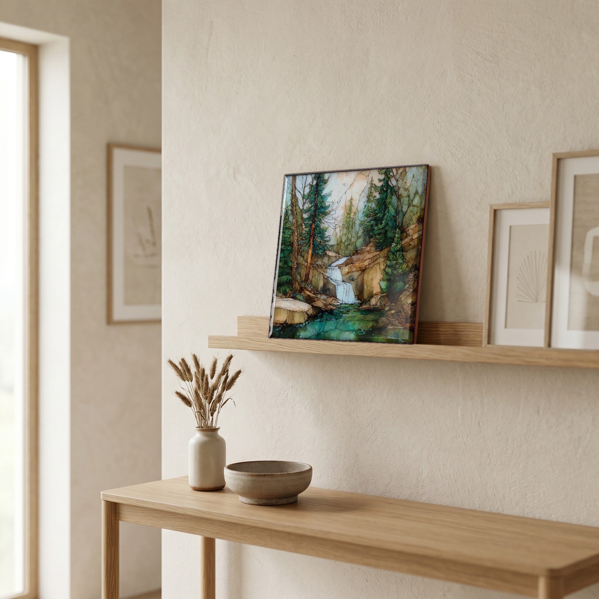 In the entryway, first thing you see.