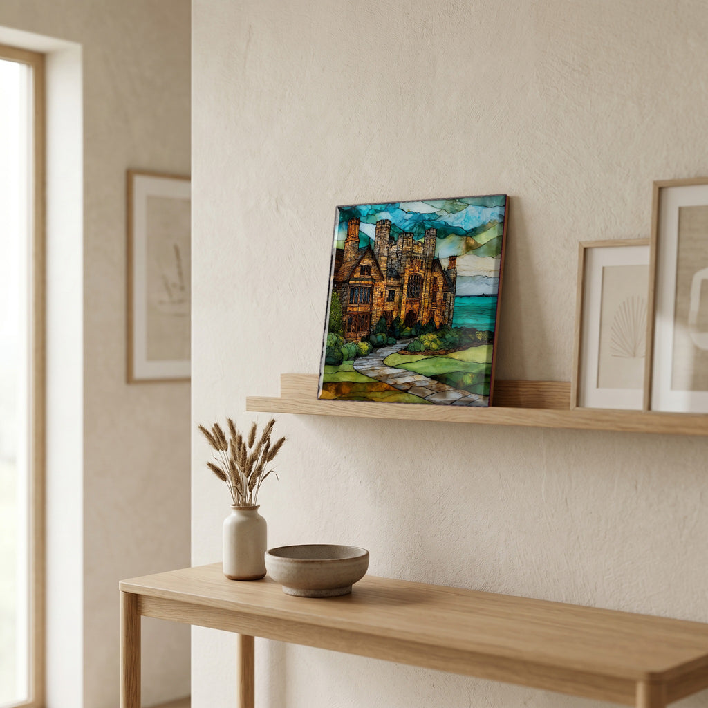 In the entryway, first thing you see.