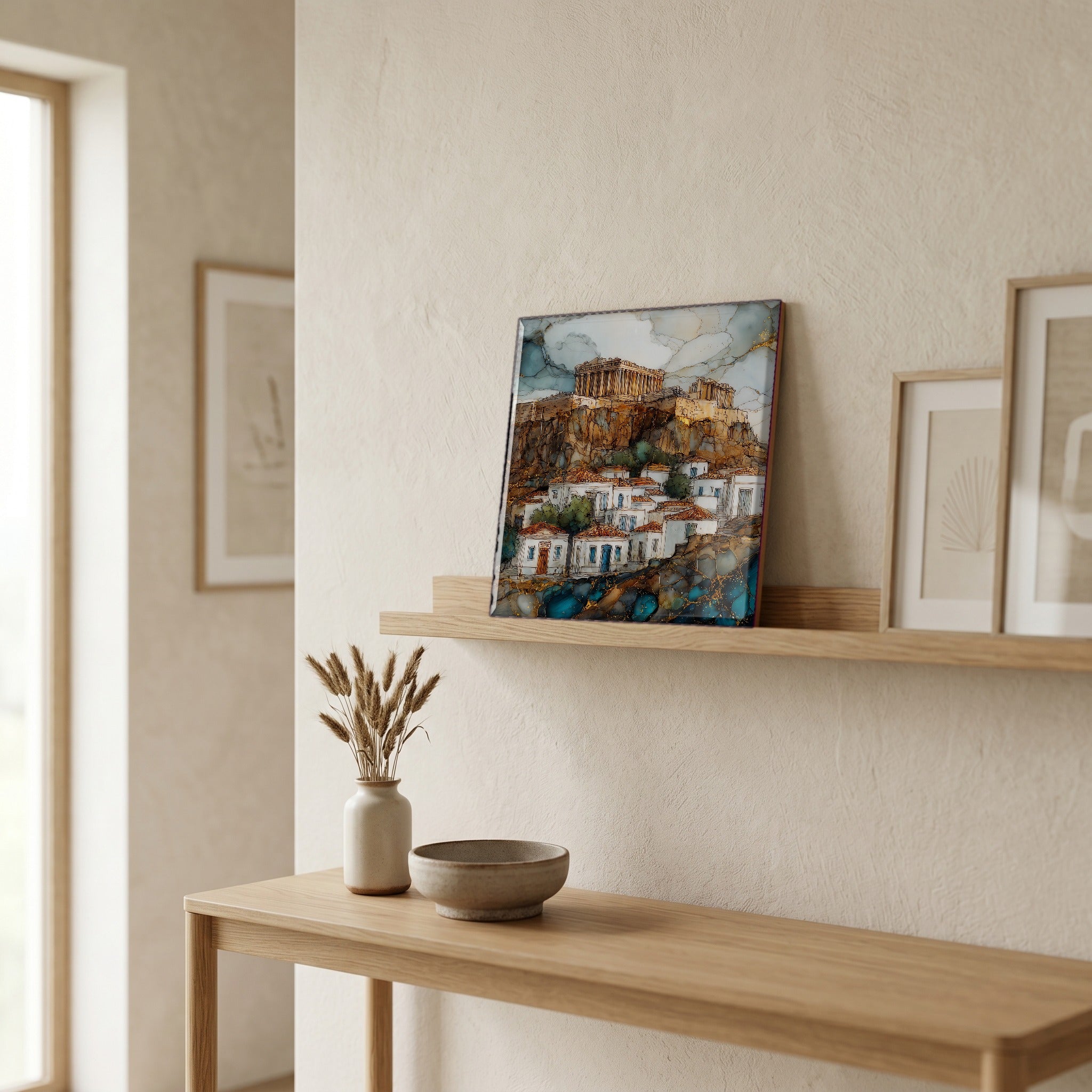 In the entryway, first thing you see.