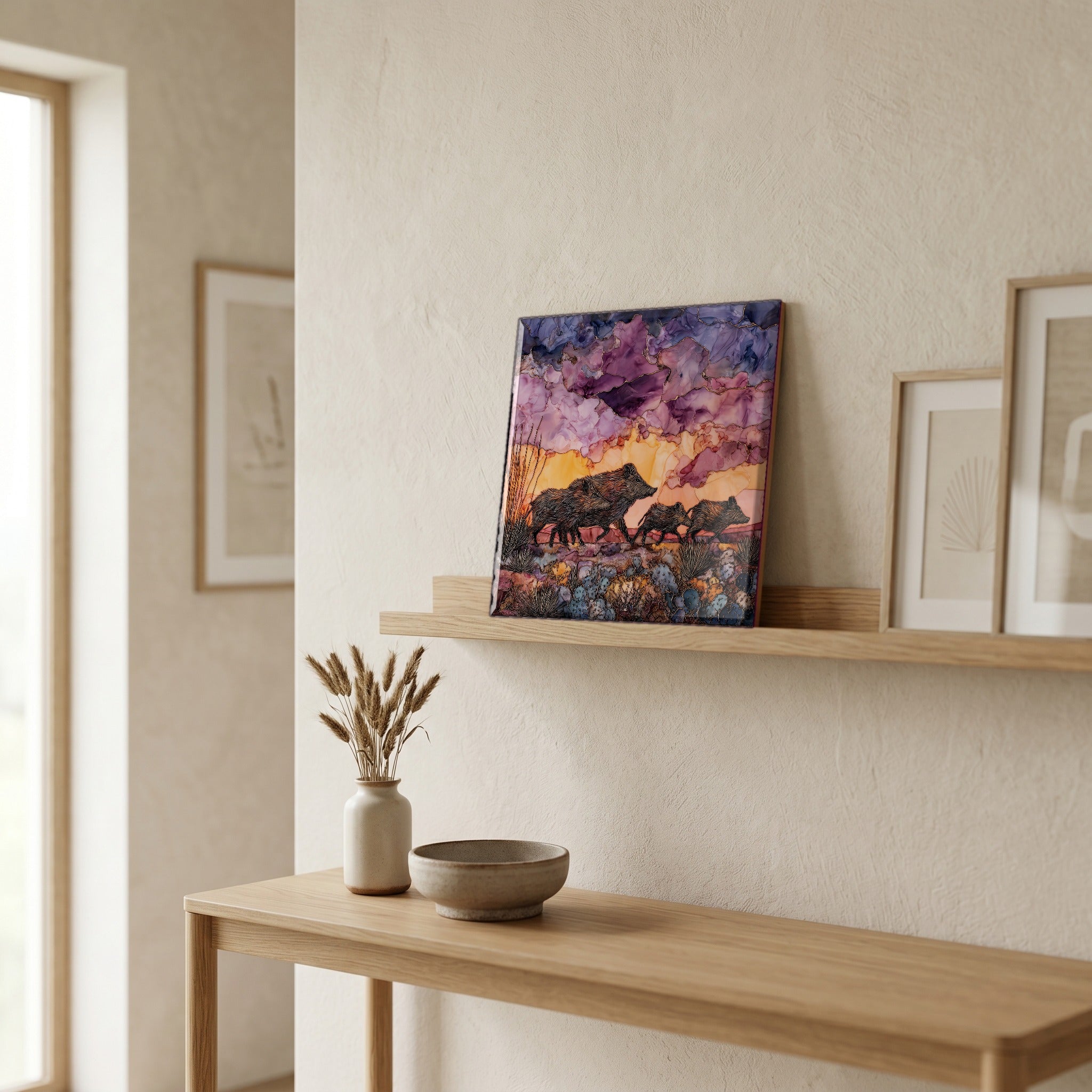 In the entryway, first thing you see.