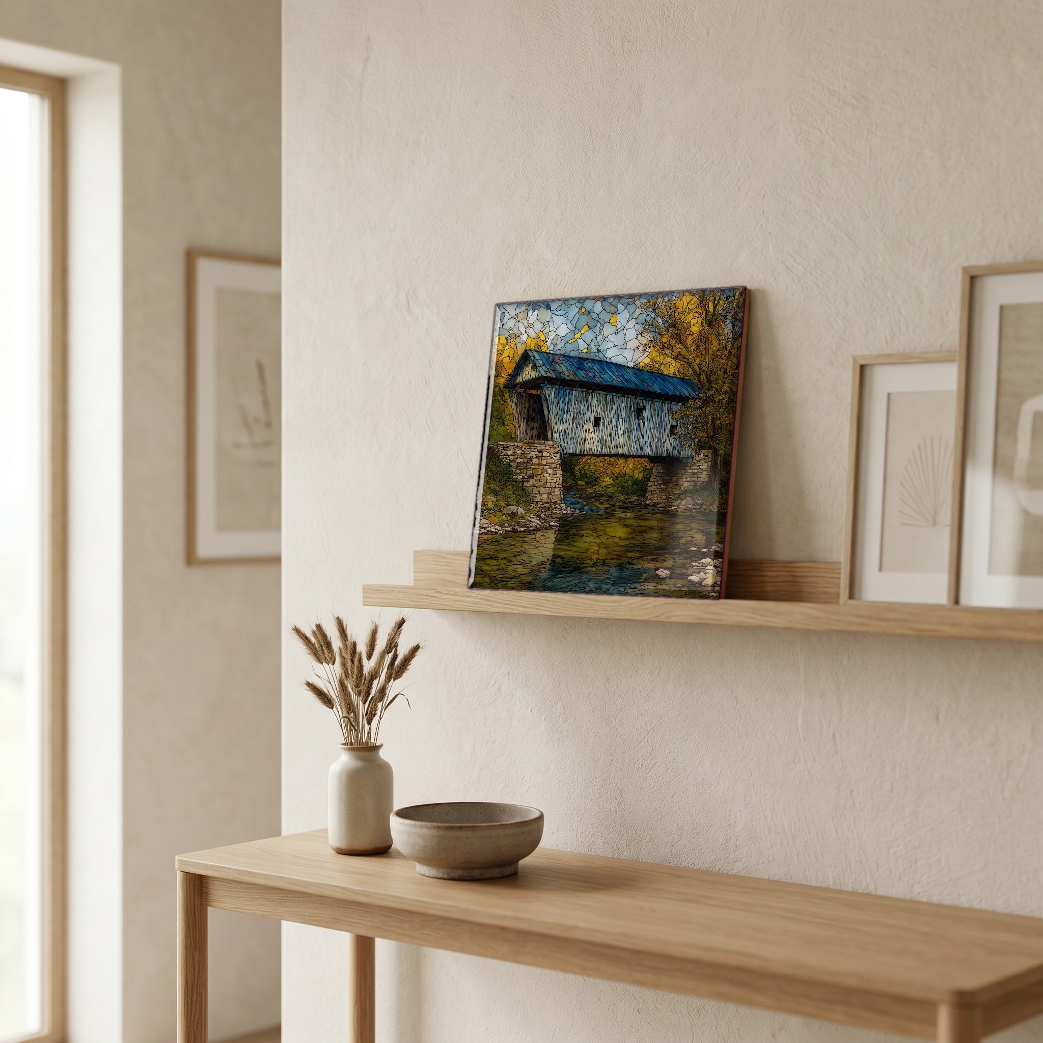 In the entryway, first thing you see.