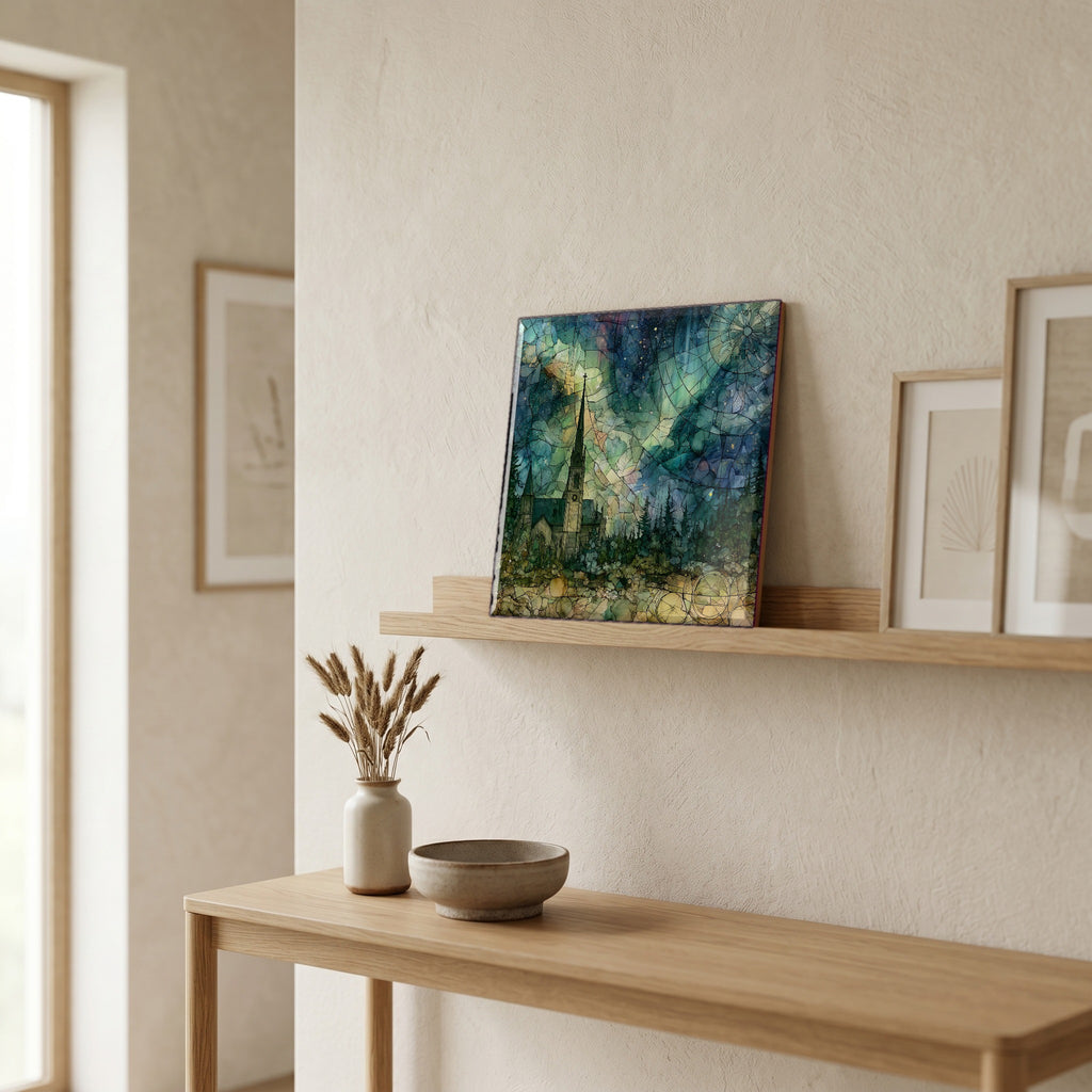 In the entryway, first thing you see.
