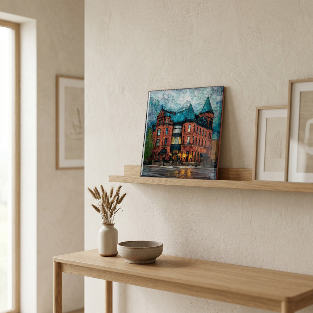 In the entryway, first thing you see.