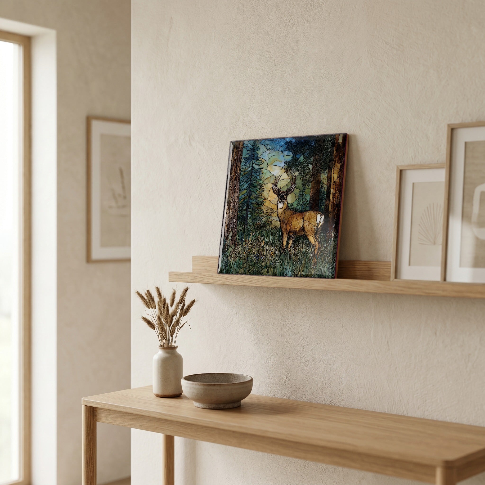 In the entryway, first thing you see.