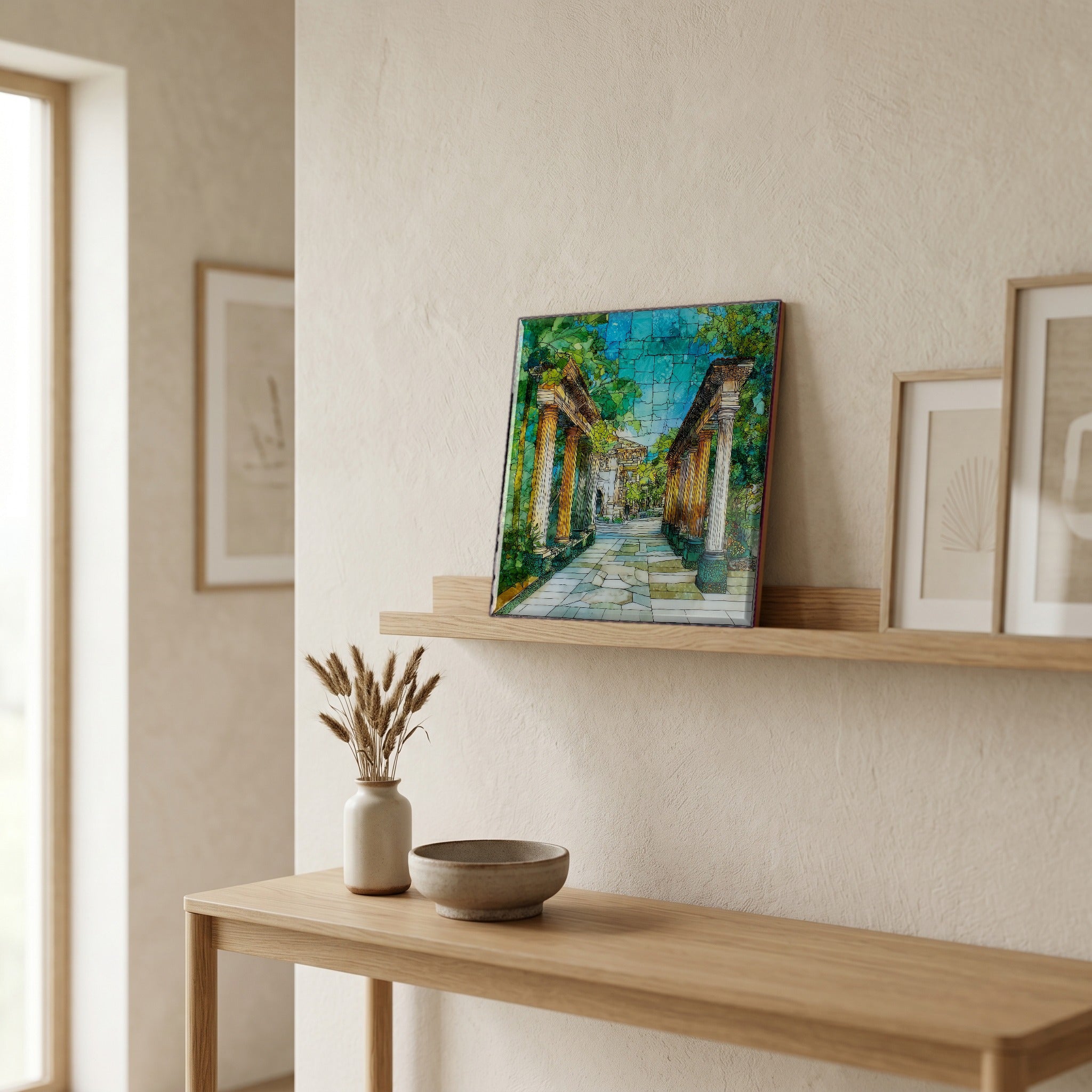 In the entryway, first thing you see.
