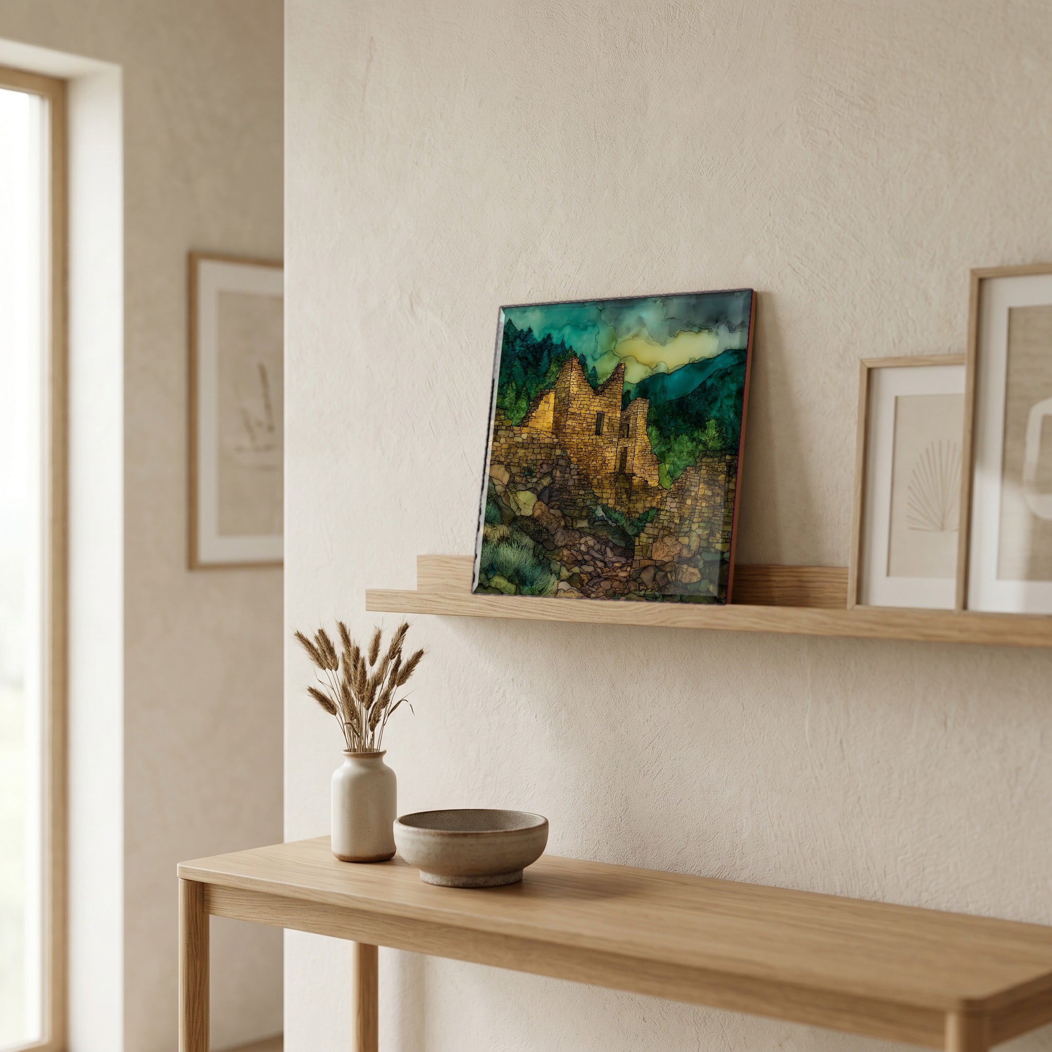 In the entryway, first thing you see.