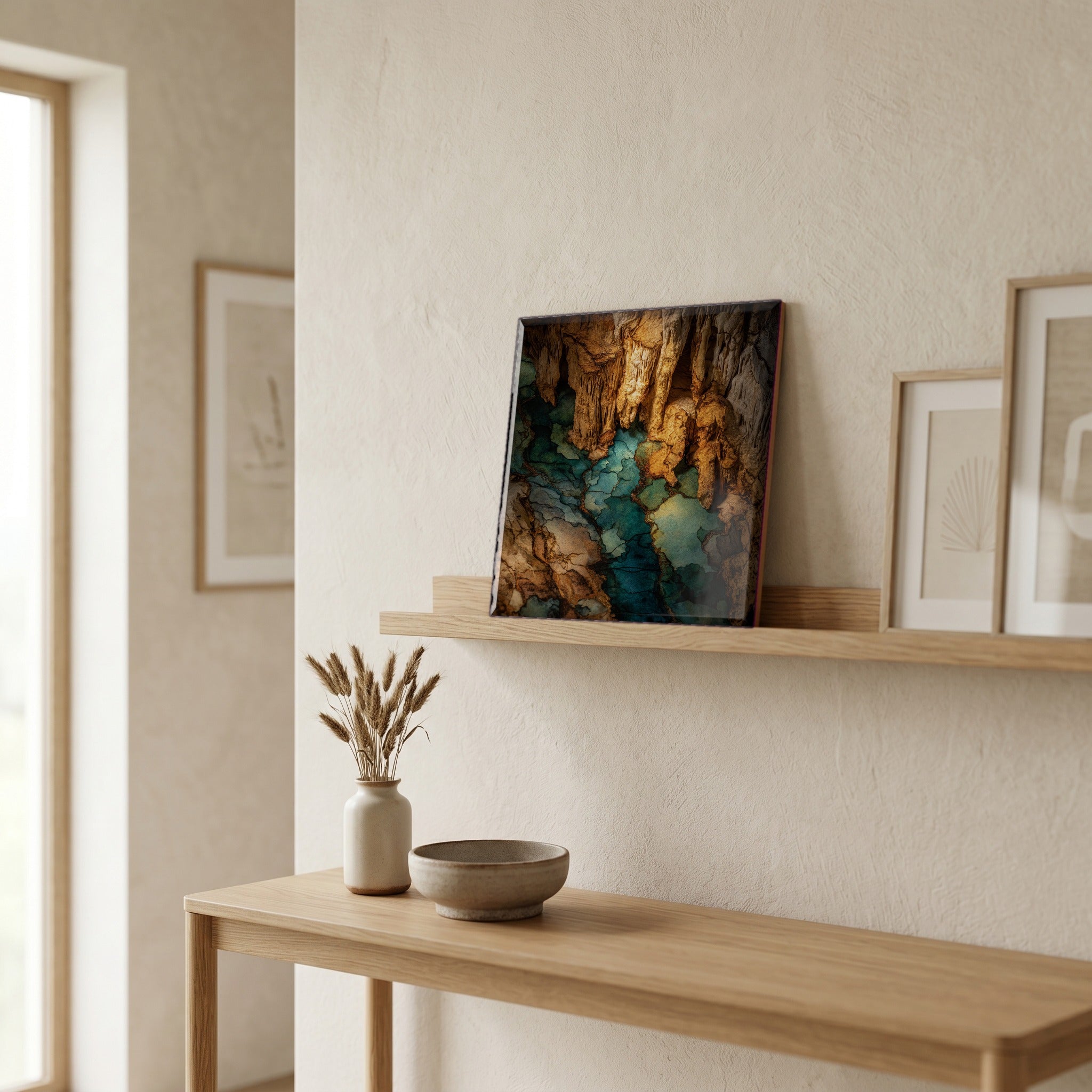 In the entryway, first thing you see.