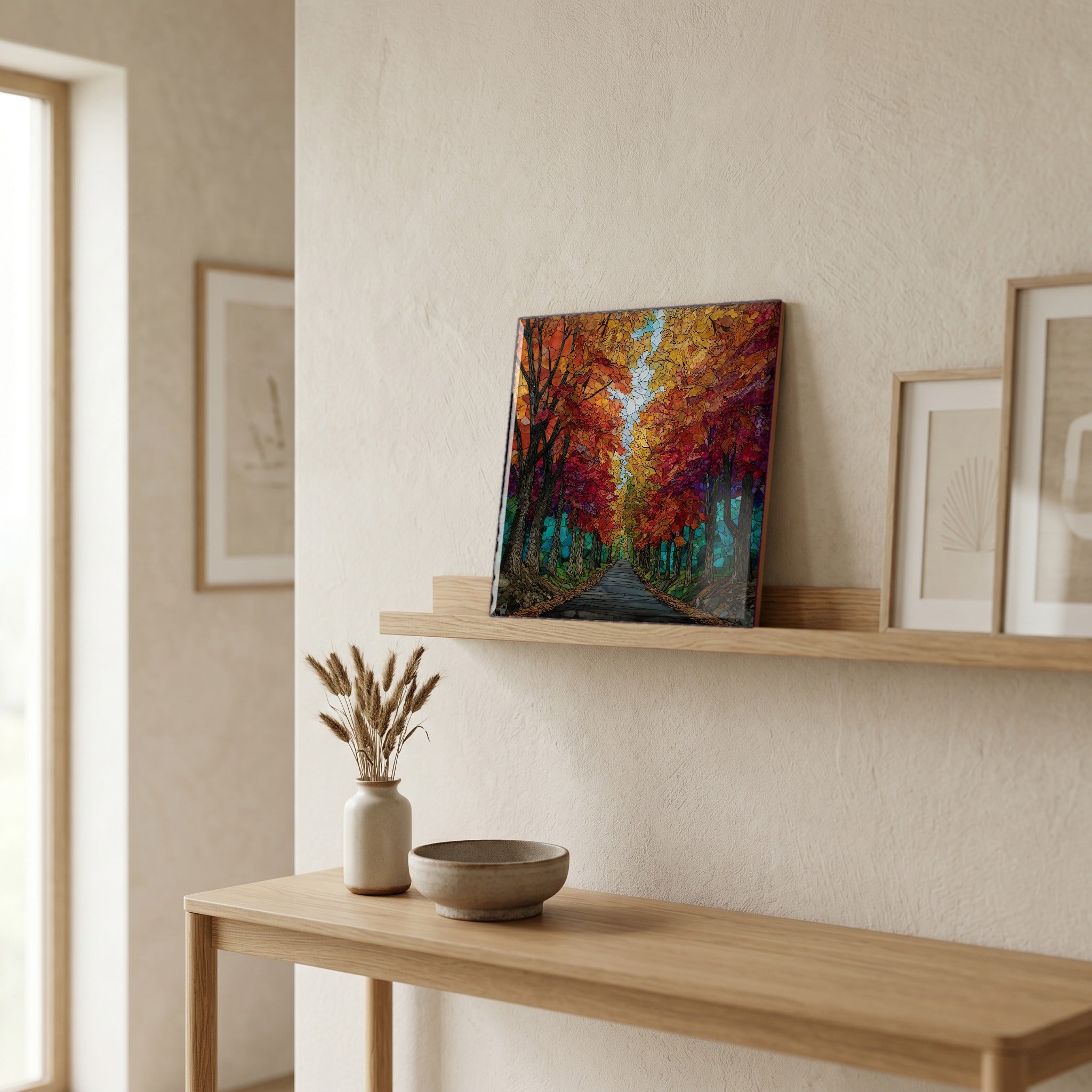 In the entryway, first thing you see.