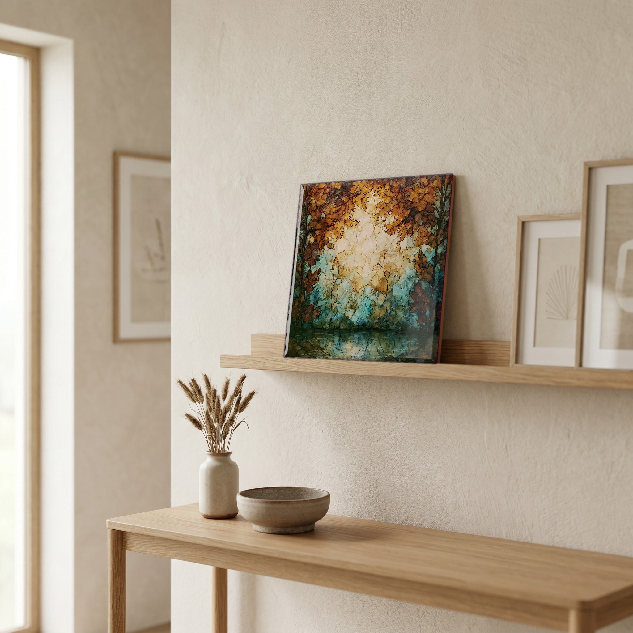 In the entryway, first thing you see.