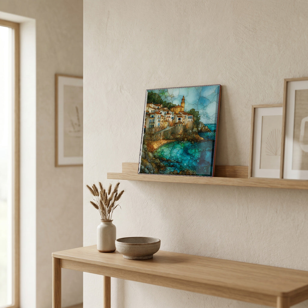 In the entryway, first thing you see.