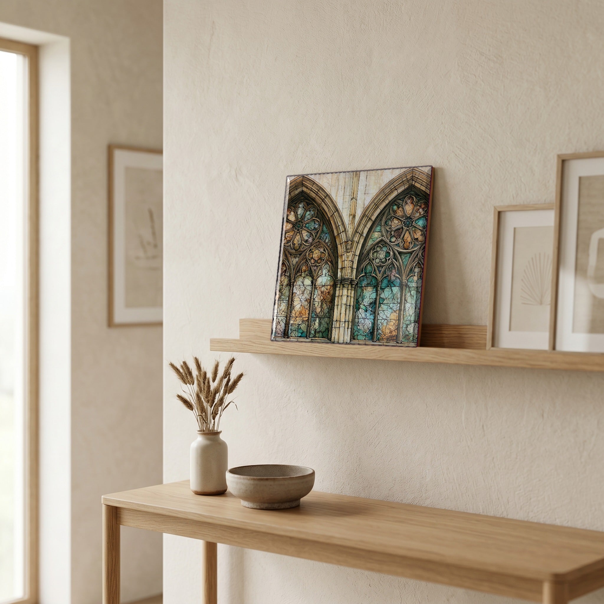 In the entryway, first thing you see.