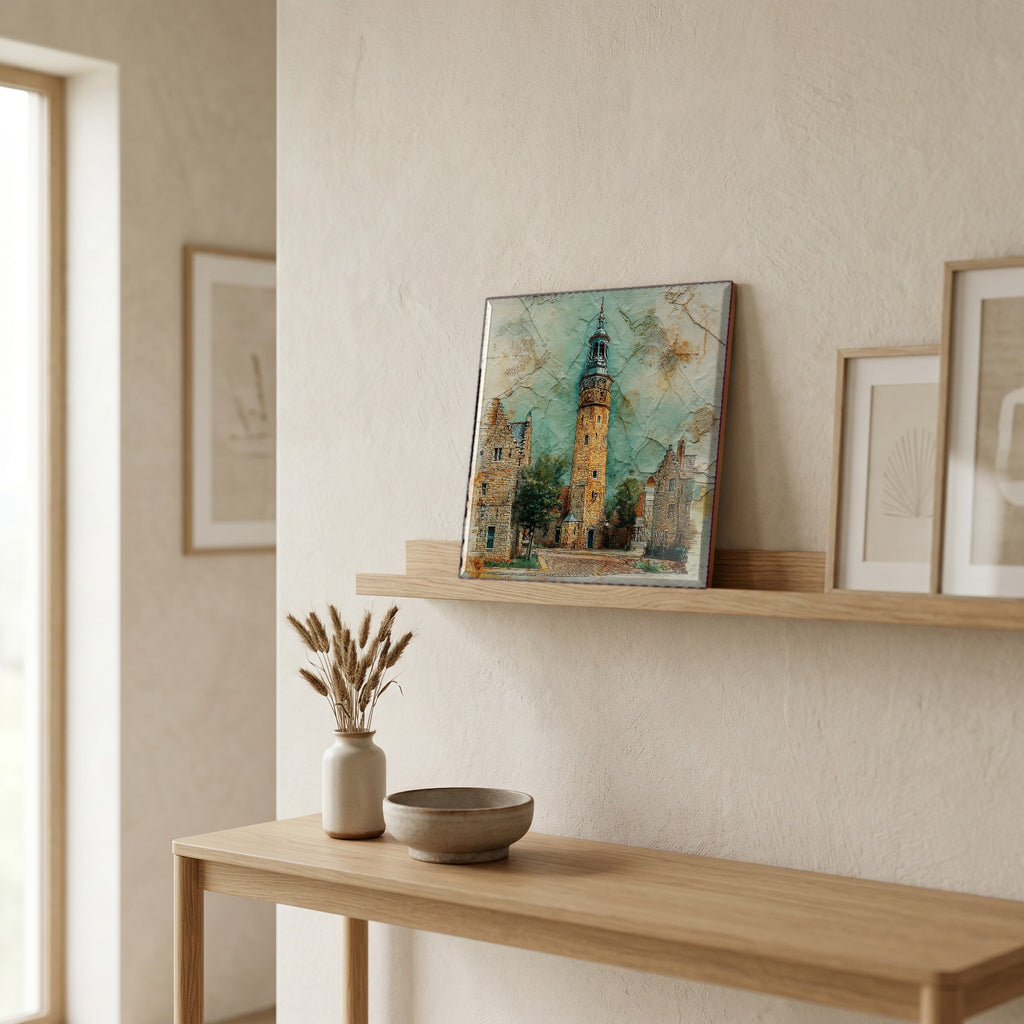In the entryway, first thing you see.