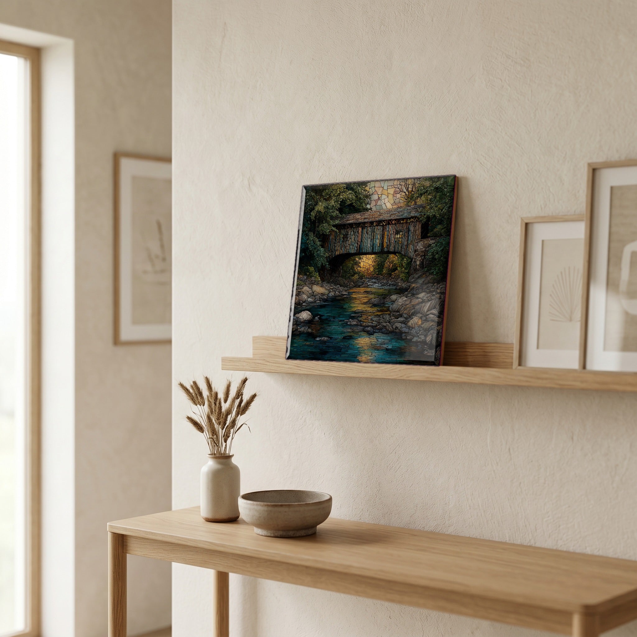 In the entryway, first thing you see.