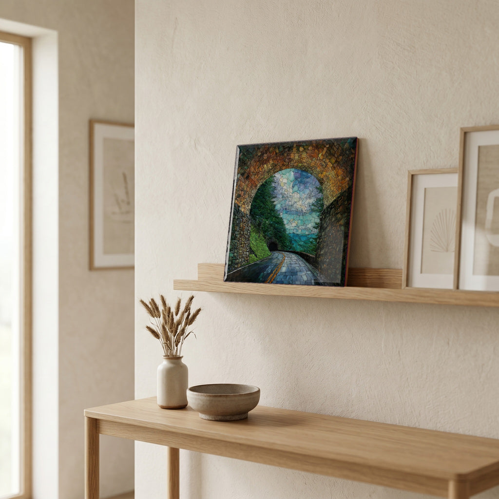 In the entryway, first thing you see.