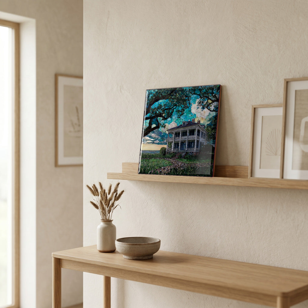 In the entryway, first thing you see.