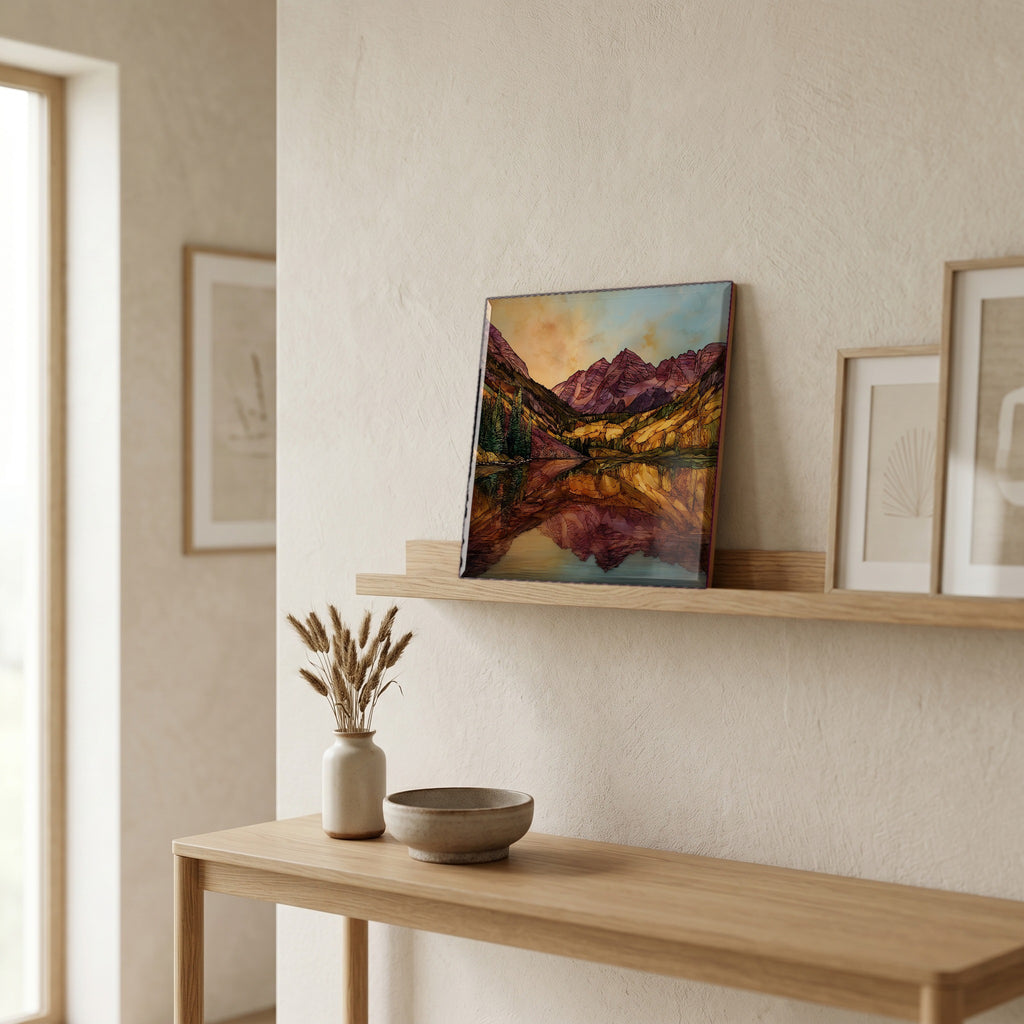 On a picture ledge, where the light comes in.