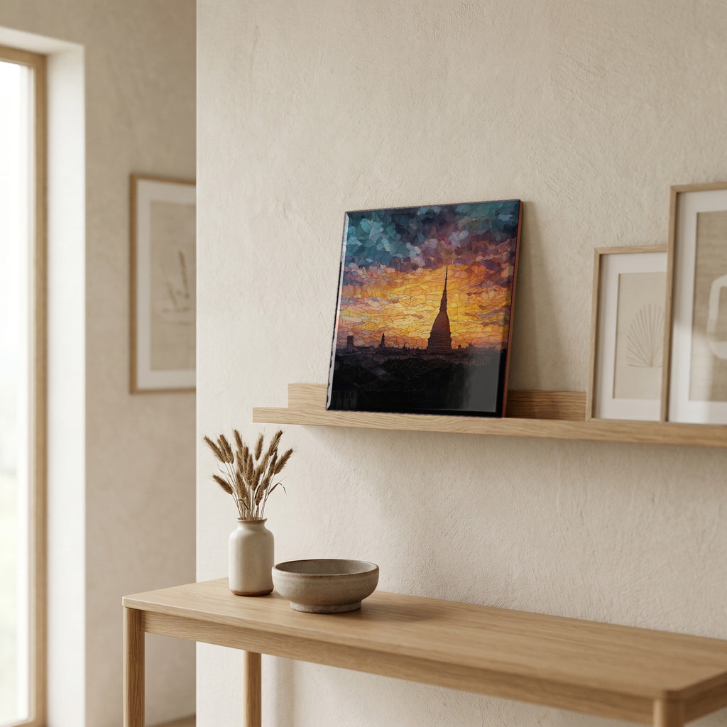 On a picture ledge, where the light comes in.