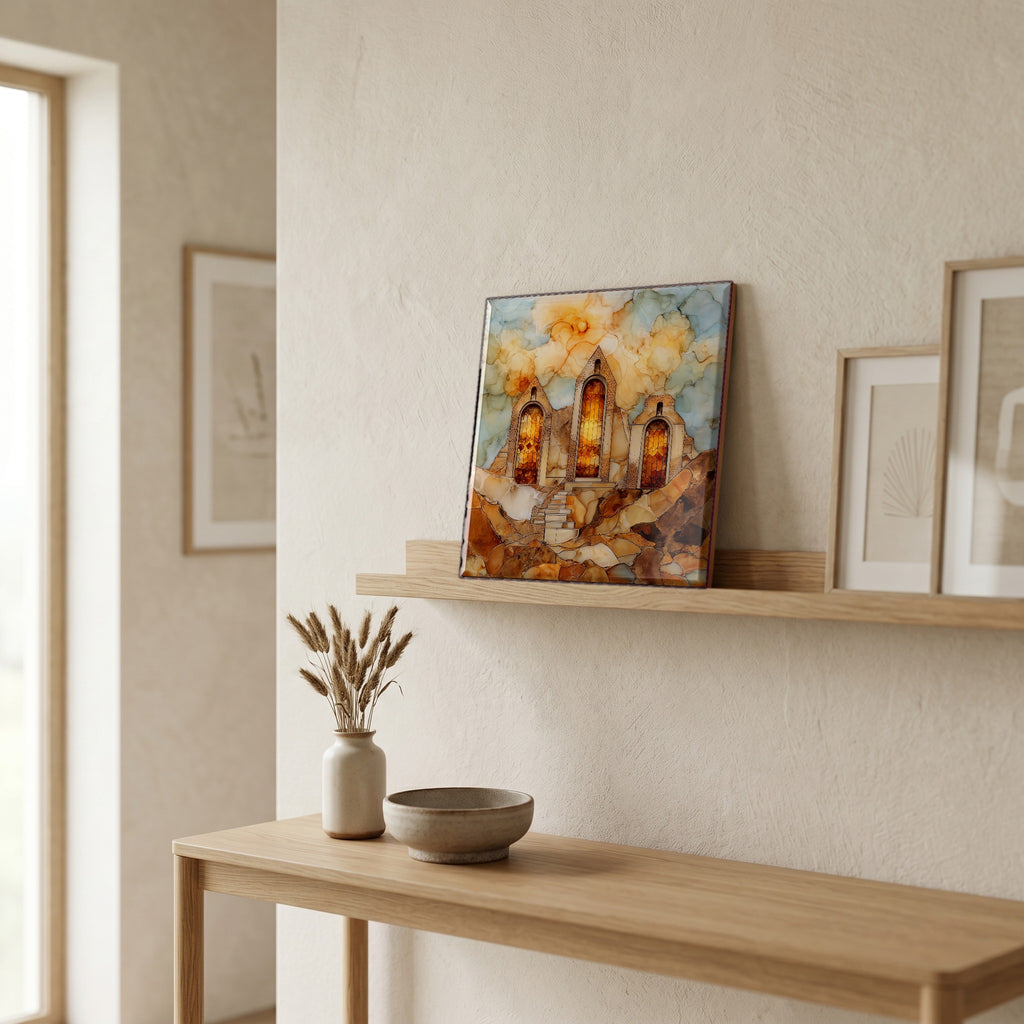 In the entryway, first thing you see.