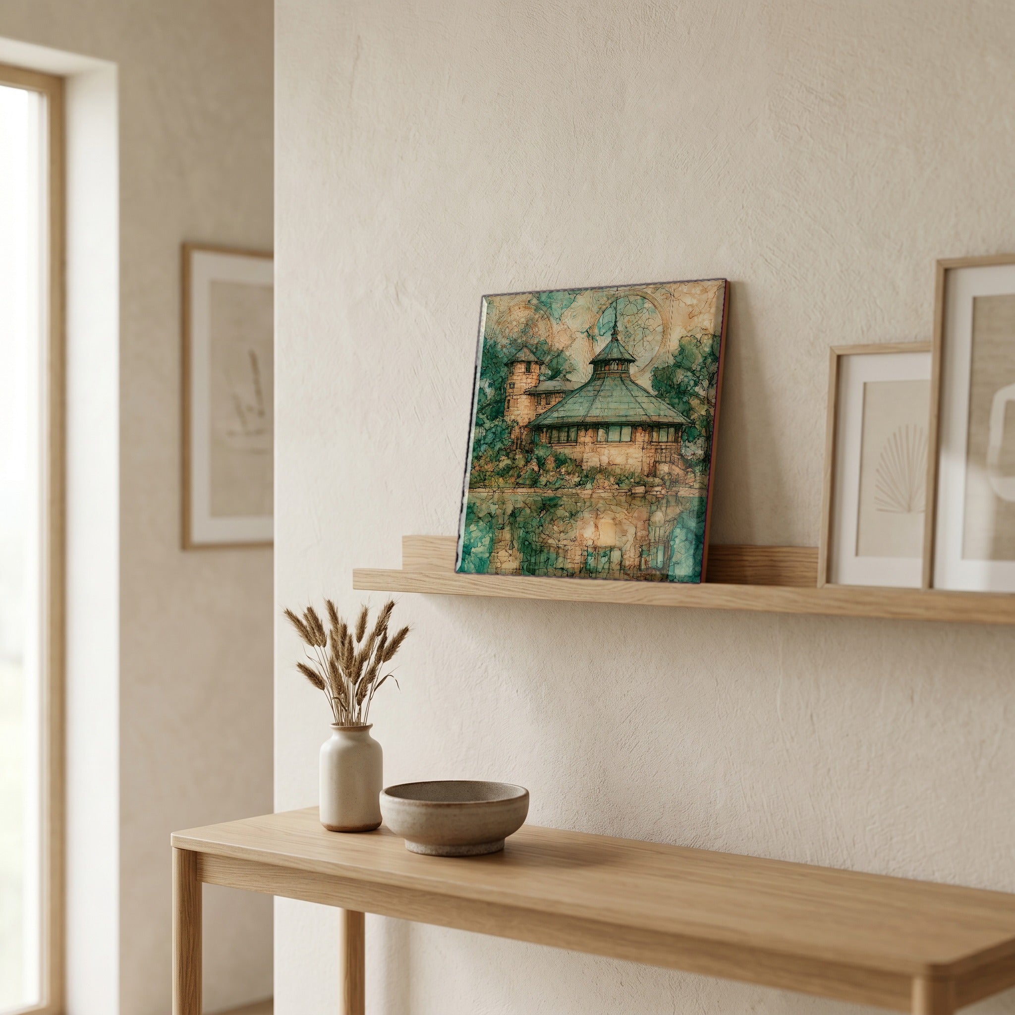 In the entryway, first thing you see.