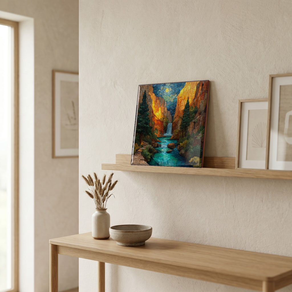 In the entryway, first thing you see.