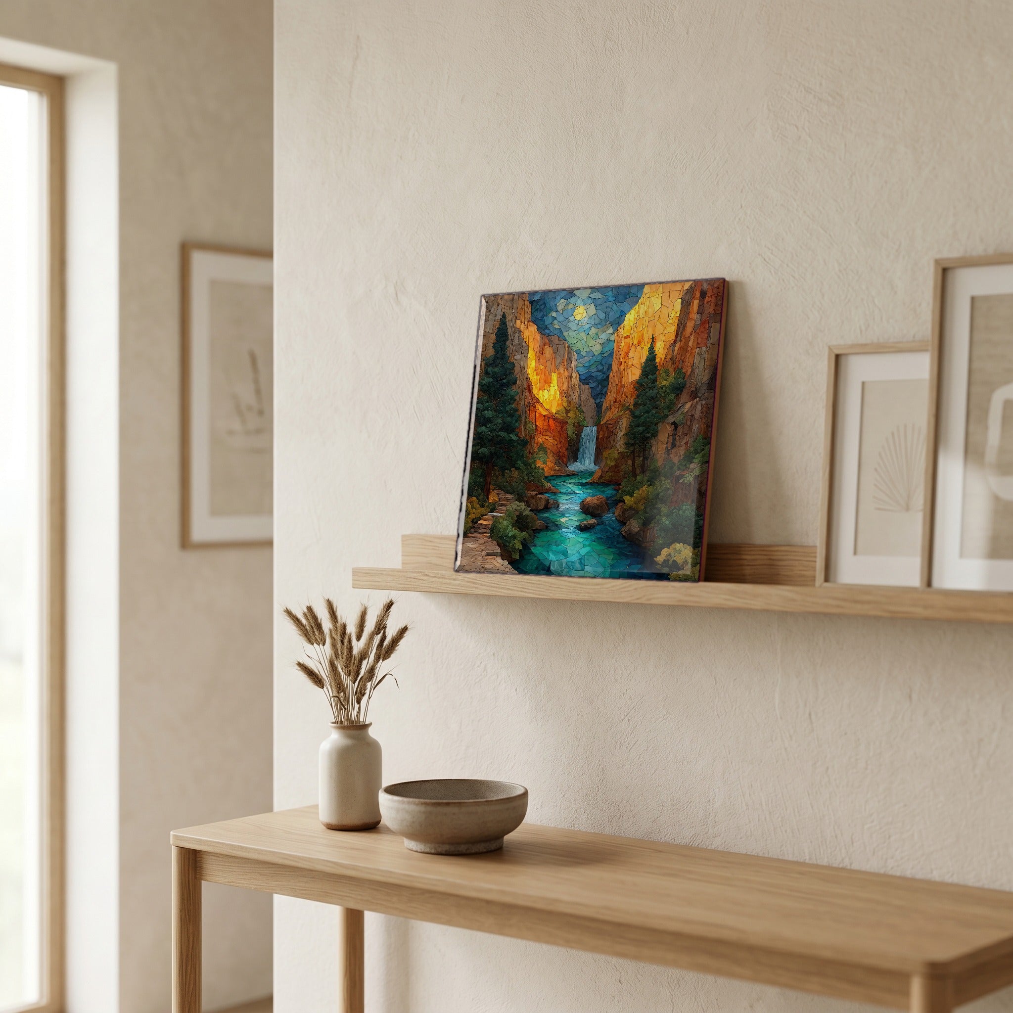 In the entryway, first thing you see.