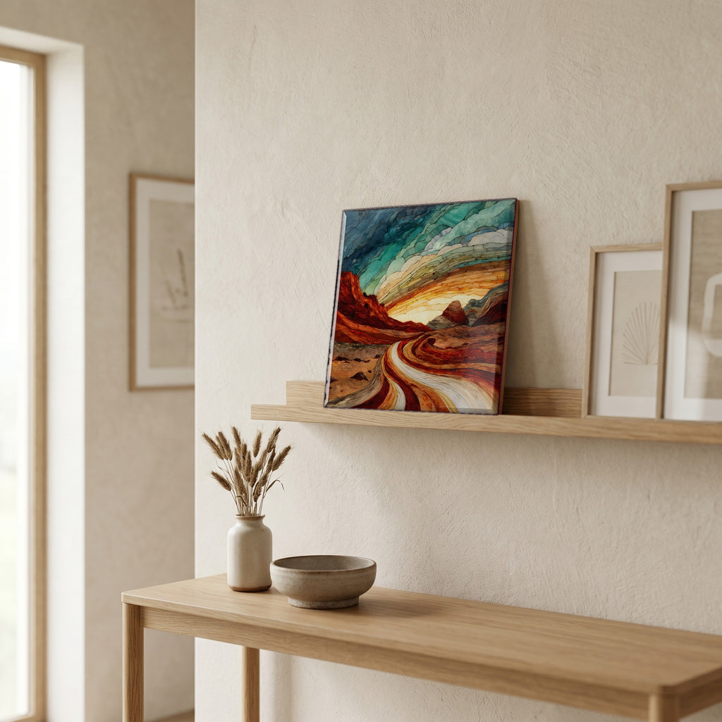 In the entryway, first thing you see.