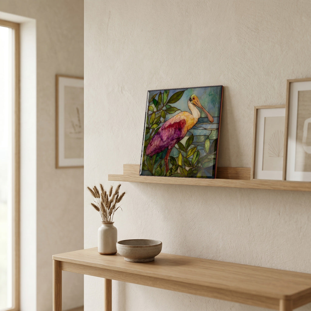 In the entryway, first thing you see.