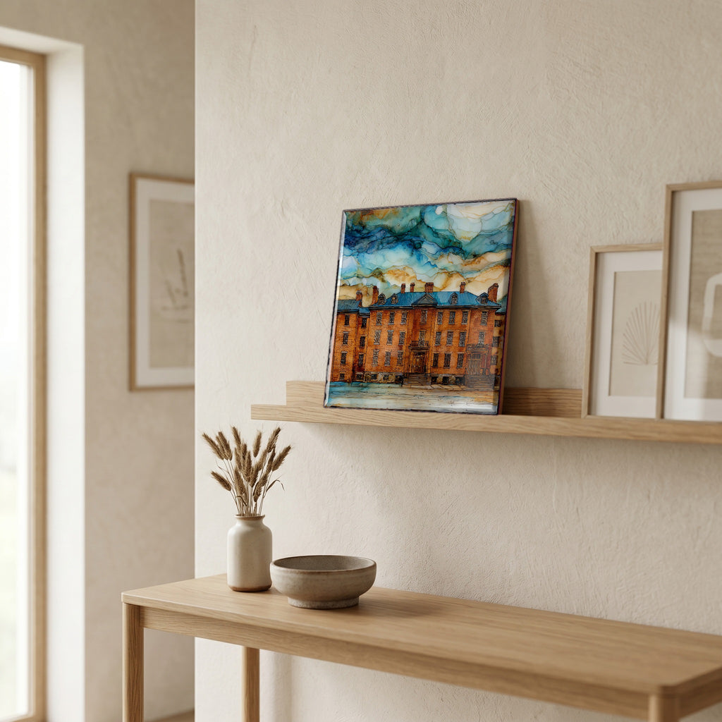 In the entryway, first thing you see.