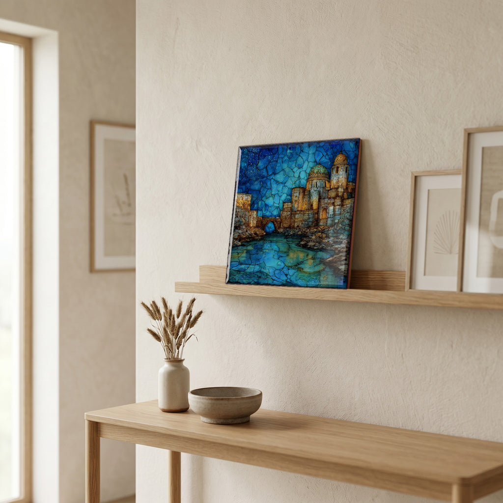 In the entryway, first thing you see.