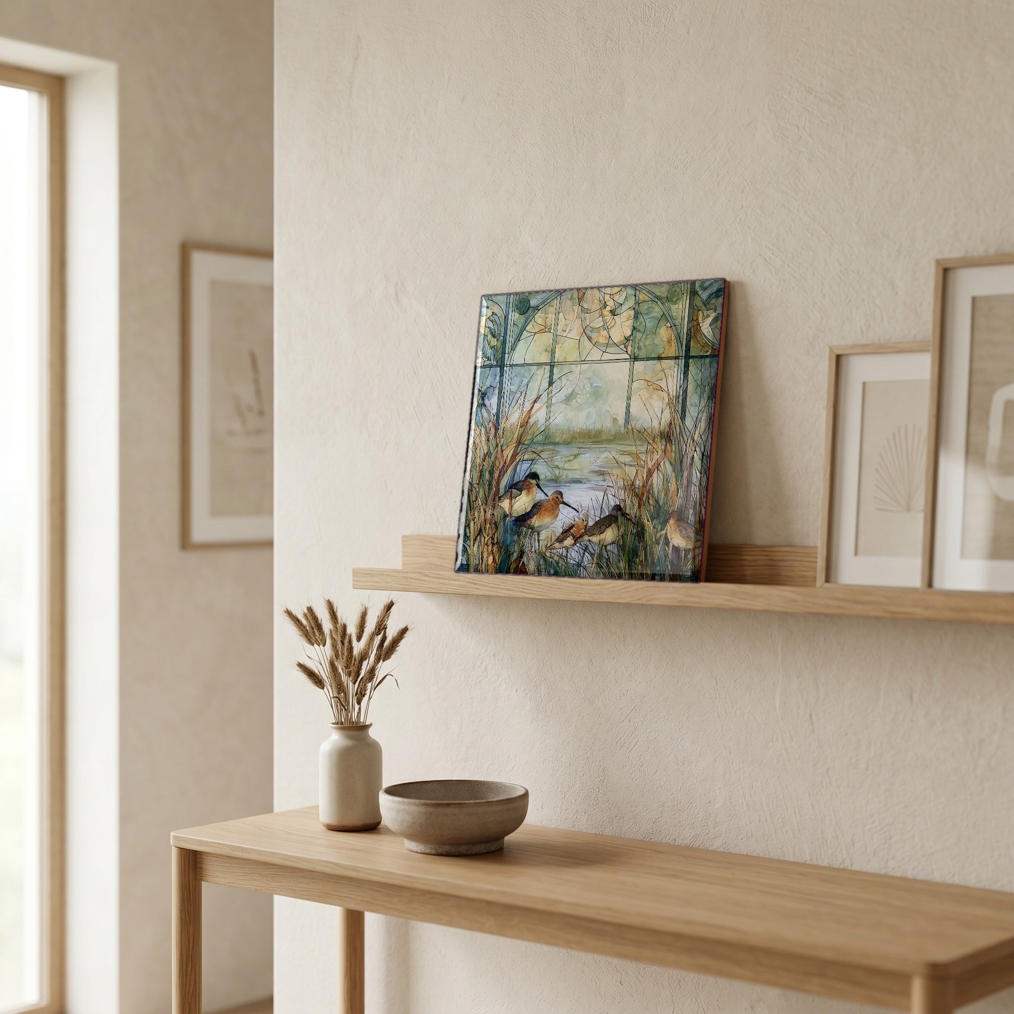 In the entryway, first thing you see.