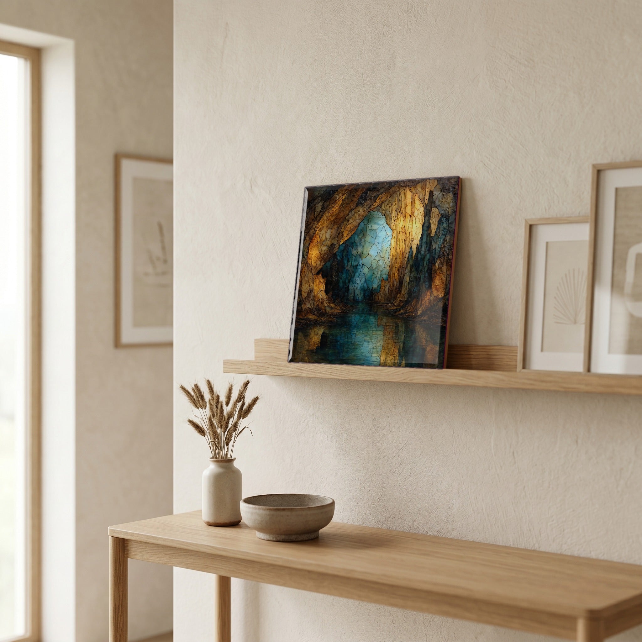 In the entryway, first thing you see.
