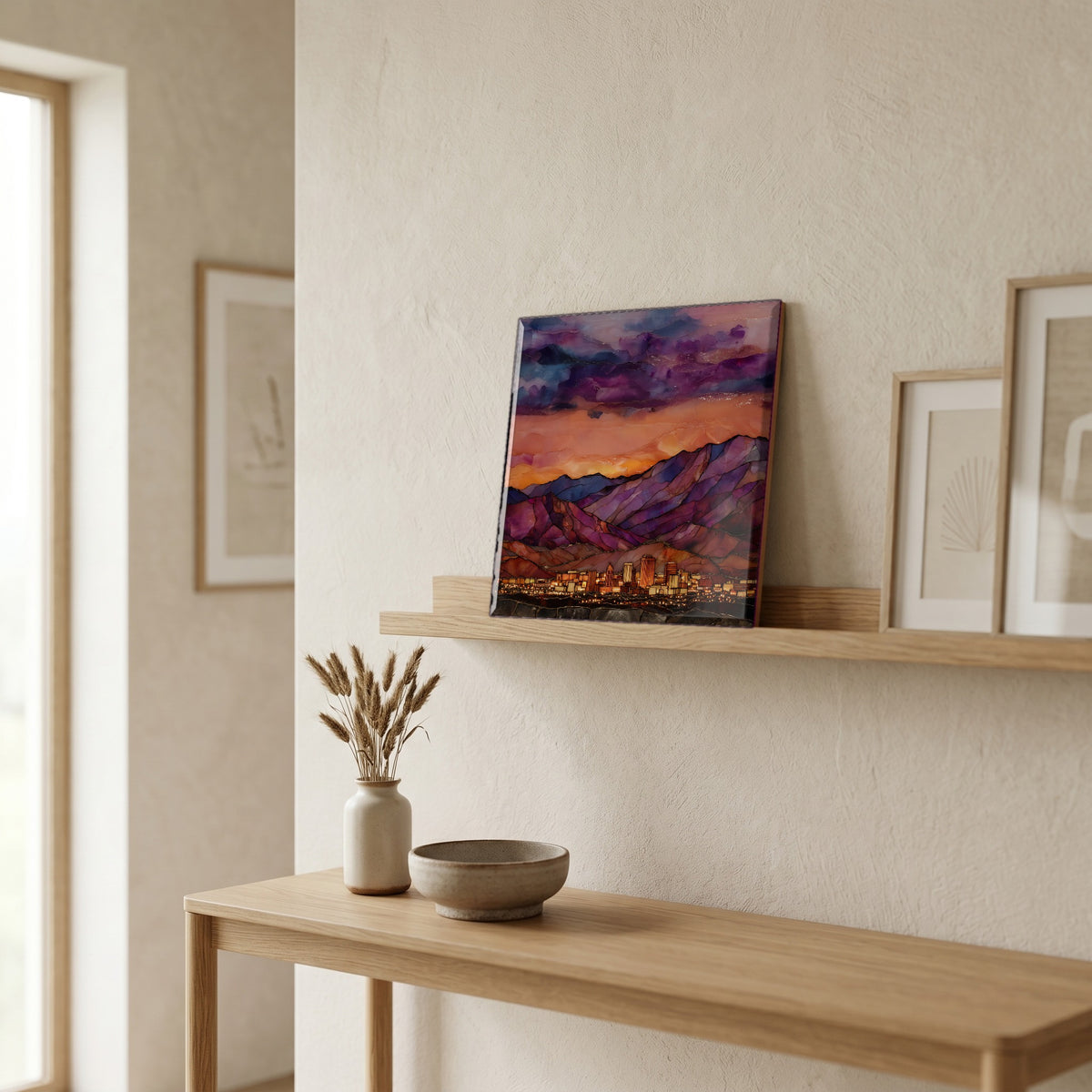 In the entryway, first thing you see.