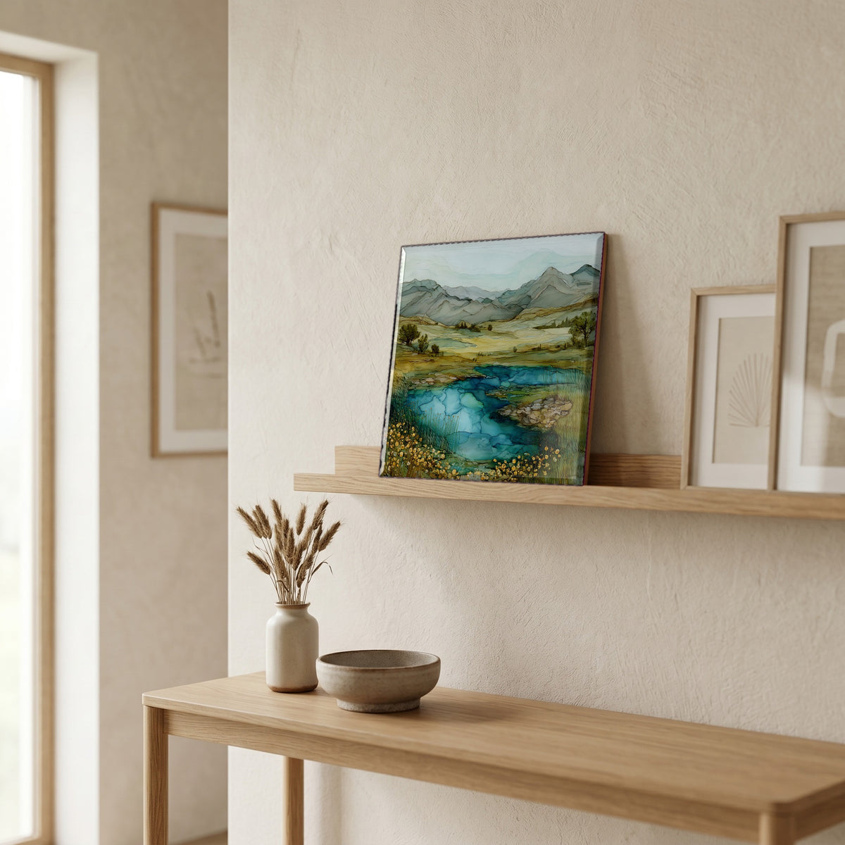 In the entryway, first thing you see.