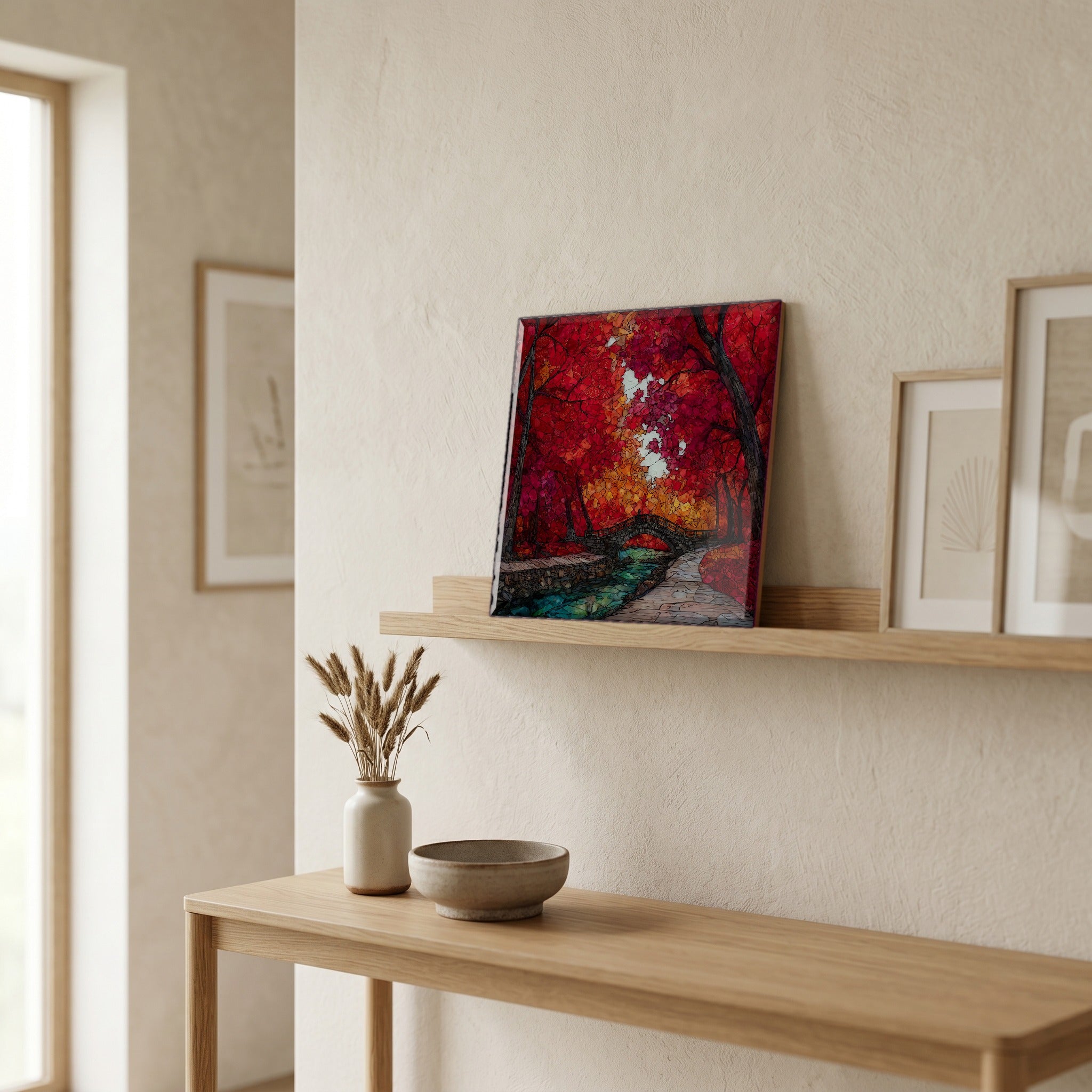 In the entryway, first thing you see.