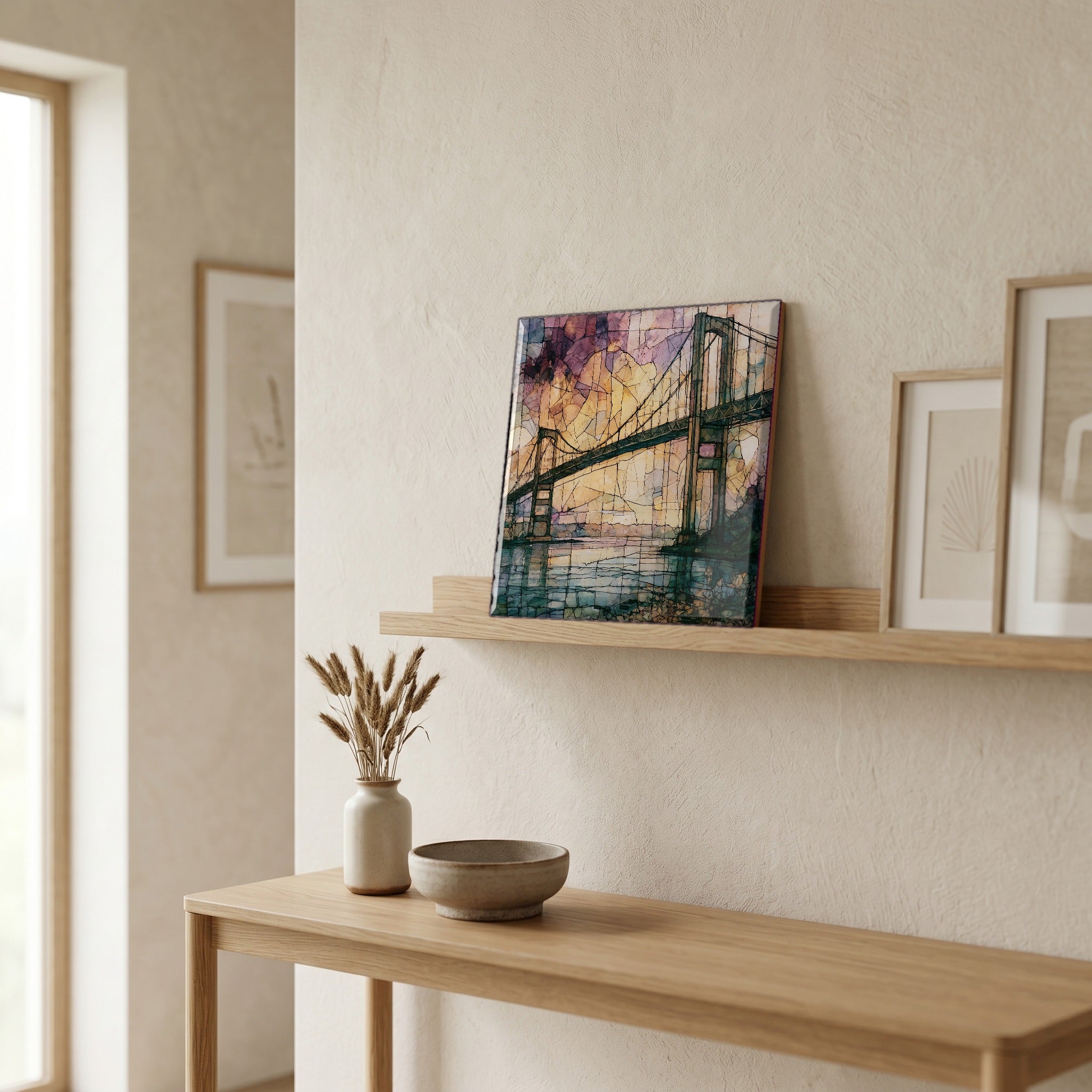 In the entryway, first thing you see.