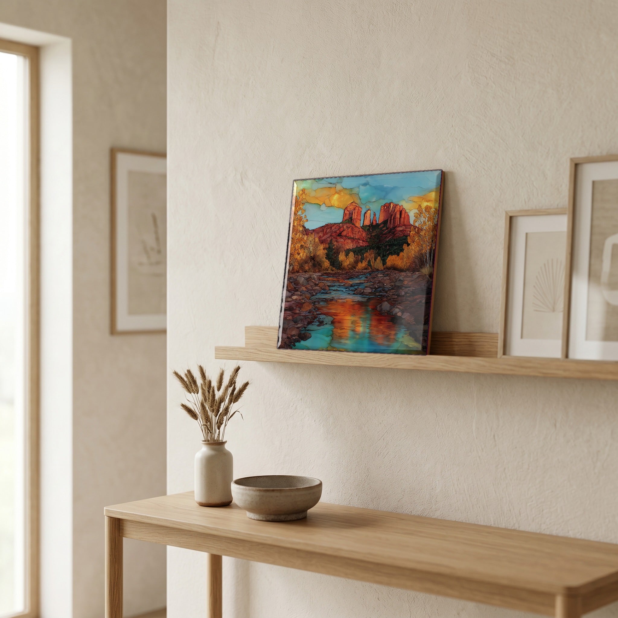 In the entryway, first thing you see.