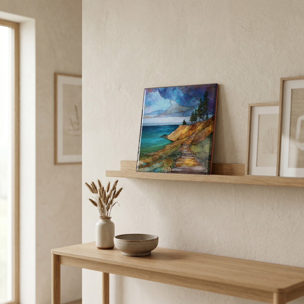 In the entryway, first thing you see.